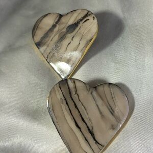 Heart-Shaped Gold and Gray Earrings
